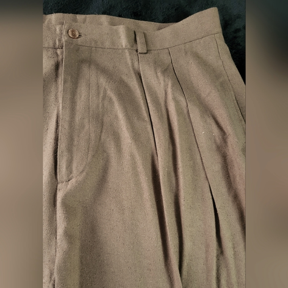 80's Pleated Silk Pants Mens 38 - Picture 2 of 10